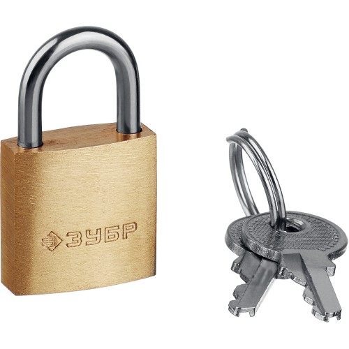 ЗУБР 20 мм, латунный корпус, мини, навесной замок, Профессионал (37130-20)