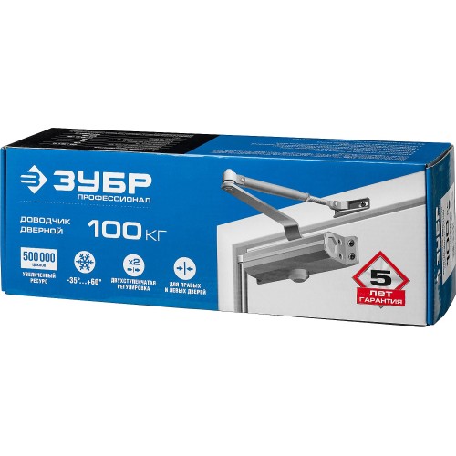ЗУБР до 100 кг, цвет коричневый, дверной доводчик, Профессионал (37912-100)