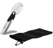 ЗУБР 2-х/6-ти кратное увеличение, d 90 мм, пластиковая линза со светодиодной подсветкой, лупа - трансформер (40557)