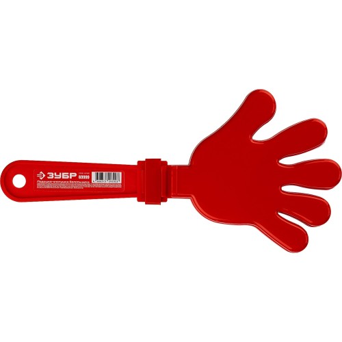 ЗУБР 28 см, пластиковая, красная, ладошка-хлопушка болельщика (69999)