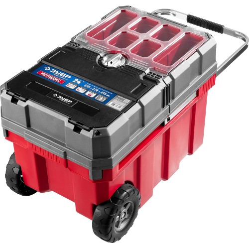 ЗУБР МЕГАБОКС-24, 616 х 378 х 415 мм, (24″), пластиковый ящик-тележка для инструментов, Профессионал (38133-24)