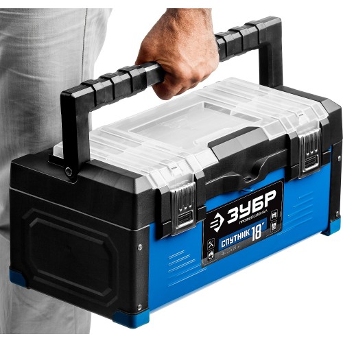 ЗУБР СПУТНИК-18, 460 х 230 х 200 мм, (18″), металлический ящик для инструментов, Профессионал (38153-18)