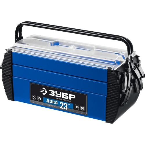 ЗУБР ДОКА-23, 594 х 210 х 230 мм, (23.5″), металлический ящик для инструментов, Профессионал (38163-23)