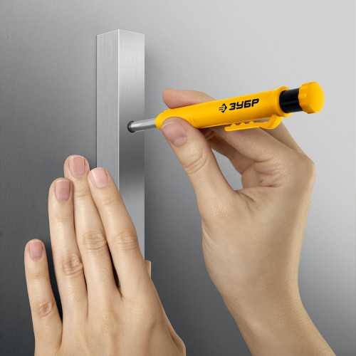 ЗУБР АСК желтый, d 2,8 мм, HB, 6 сменных грифелей, автоматический карандаш (06311-5)