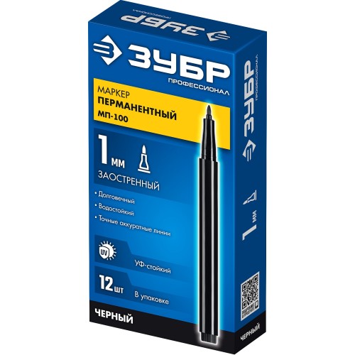 ЗУБР МП-100 черный, 1 мм перманентный маркер (06320-2)