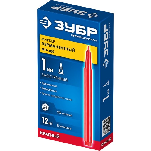 ЗУБР МП-100 красный, 1 мм перманентный маркер (06320-3)
