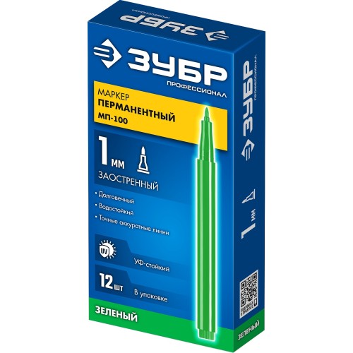 ЗУБР МП-100 зеленый, 1 мм перманентный маркер (06320-4)