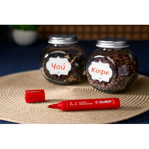 ЗУБР МП-300 красный, 2 мм перманентный маркер (06322-3)