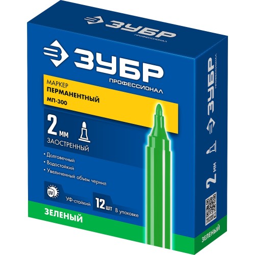 ЗУБР МП-300 зеленый, 2 мм перманентный маркер (06322-4)