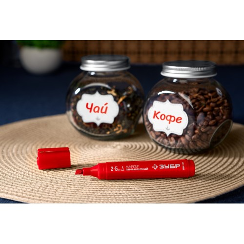 ЗУБР МП-300К красный, 2-5 мм, клиновидный перманентный маркер (06323-3)