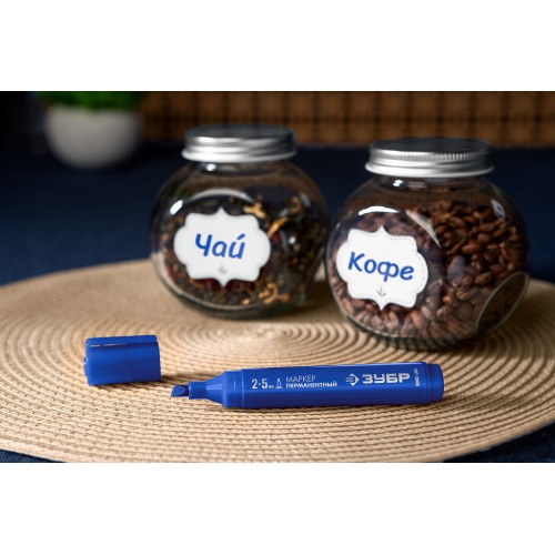 ЗУБР МП-300К синий, 2-5 мм, клиновидный перманентный маркер (06323-7)