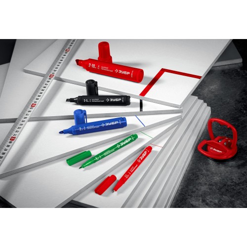 ЗУБР МП-300К синий, 2-5 мм, клиновидный перманентный маркер (06323-7)