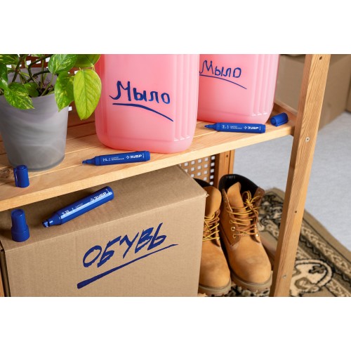 ЗУБР МП-300К синий, 2-5 мм, клиновидный перманентный маркер (06323-7)