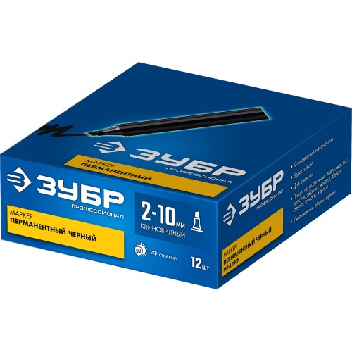 ЗУБР МП-1000К чёрный, 2-10 мм, клиновидный перманентный маркер (06333-2)