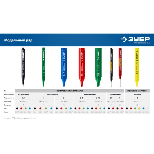 ЗУБР МП-1000К красный, 2-10 мм, клиновидный перманентный марке (06333-3)