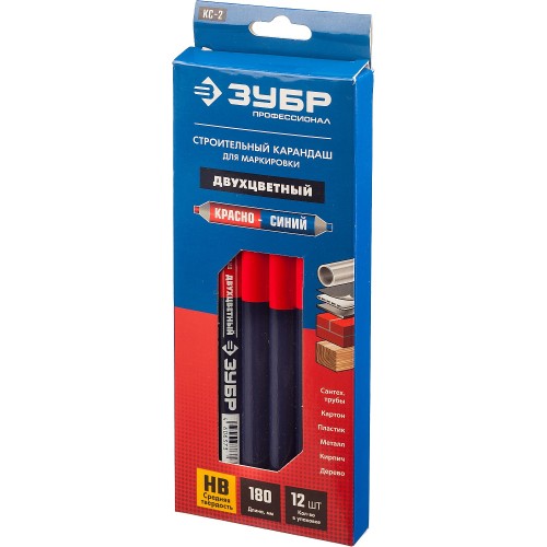 ЗУБР КС-2 180 мм, HB, двухцветный строительный карандаш (06310)