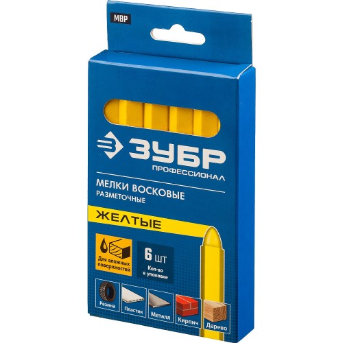 ЗУБР желтые, 6 шт, разметочные восковые мелки (06330-5)