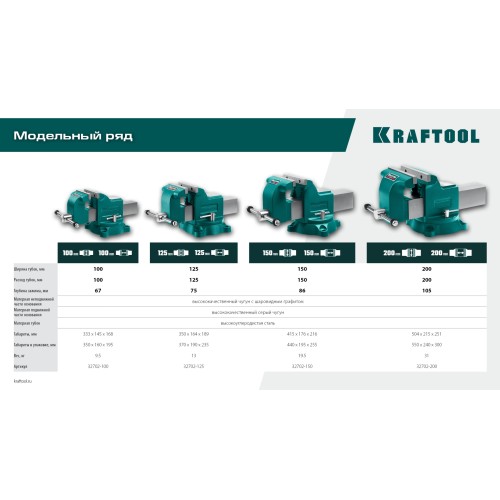KRAFTOOL GRAND, 150 мм, слесарные тиски (32702-150)
