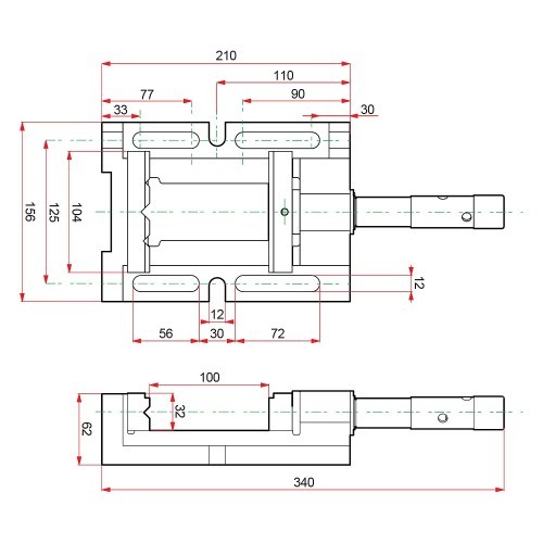 KRAFTOOL 100 мм, трехсторонние, станочные сверлильные тиски (32716-100)