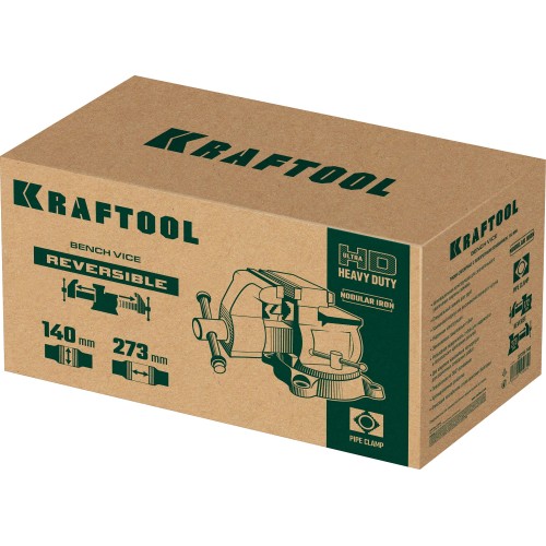 KRAFTOOL Reversible 140 мм, расход 273 мм, Слесарные тиски (32705-140)