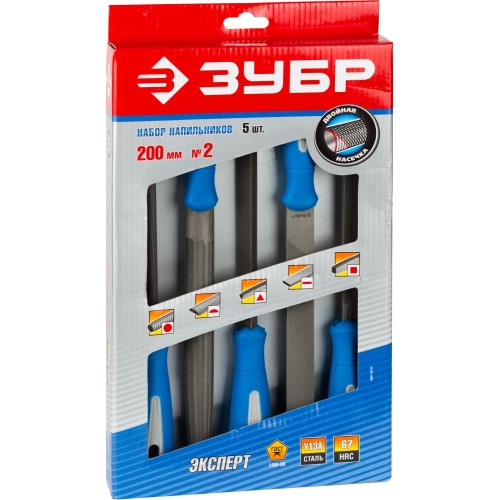 ЗУБР 200 мм, 5 предм, набор напильников, Профессионал (16651-20-H5)