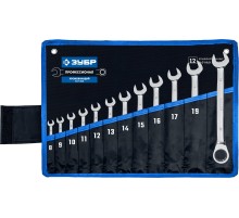 ЗУБР 12 шт, 8 - 22 мм, набор комбинированных трещоточных гаечных ключей, Профессионал (27075-H12)