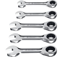 ЗУБР 5 шт, 8 - 14 мм, набор укороченных трещоточных гаечных ключей, Профессионал (27103-H5)