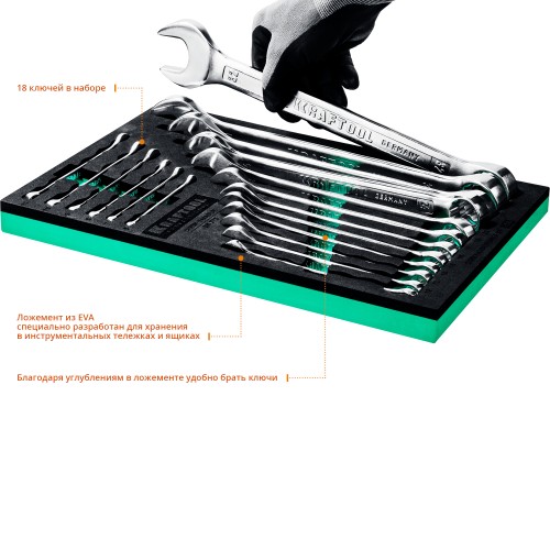 KRAFTOOL 18 шт, 6 - 32 мм, набор комбинированных гаечных ключей (27079-H18E)