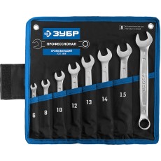 ЗУБР 8 шт, 6 - 17 мм, набор комбинированных гаечных ключей, Профессионал (27087-H8)