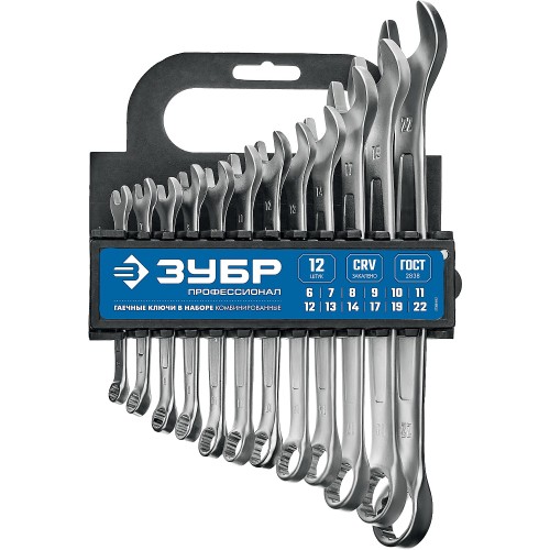 ЗУБР 12 шт, 6 - 22 мм, набор комбинированных гаечных ключей, Профессионал (27088-H12)