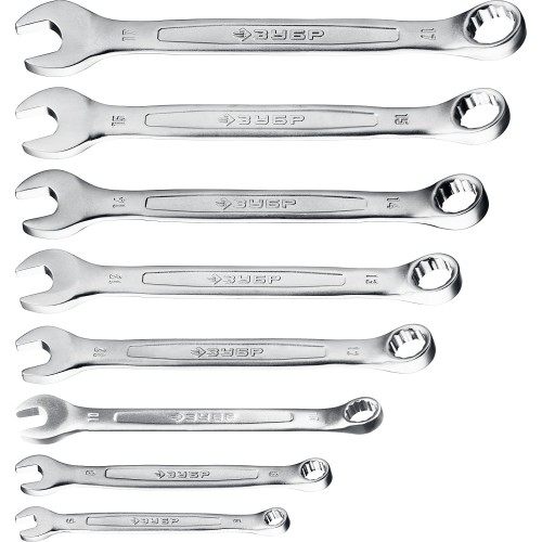 ЗУБР 8 шт, 6 - 17 мм, набор комбинированных гаечных ключей, Профессионал (27088-H8)