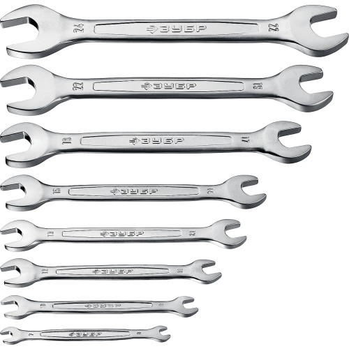 ЗУБР 8 шт, 6 - 24 мм, набор рожковых гаечных ключей, Профессионал (27011-H8)