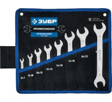 ЗУБР 8 шт, 6 - 24 мм, набор рожковых гаечных ключей, Профессионал (27010-H8)