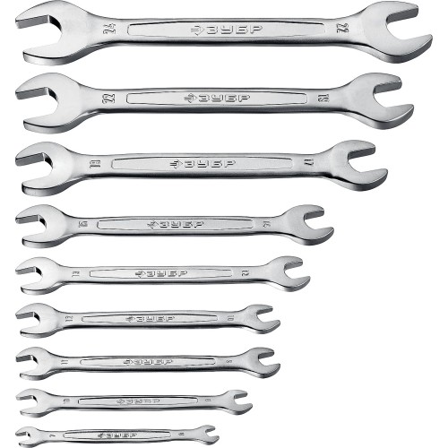 ЗУБР 8 шт, 6 - 24 мм, набор рожковых гаечных ключей, Профессионал (27010-H8)