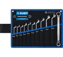 ЗУБР 11 шт, 8 - 27 мм, набор изогнутых накидных гаечных ключей, Профессионал (27132-H11)