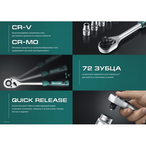 KRAFTOOL X-Drive 108, 108 предм., (1/2″+3/8″+1/4″), универсальный набор инструмента (27888-H108)