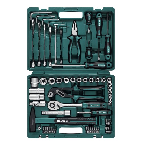 KRAFTOOL EXTREM-66, 66 предм., (1/2″+1/4″), универсальный набор инструмента (27976-H66)
