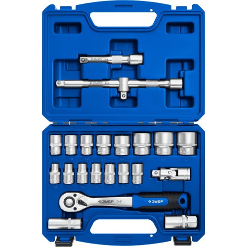 ЗУБР А-22, 22 предм., (1/2″), универсальный набор инструмента, Профессионал (27632-H22)