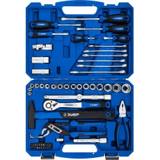 ЗУБР Универсал-63, 63 предм., (1/2″+ 1/4″), универсальный набор инструмента, Профессионал (27670-H58)