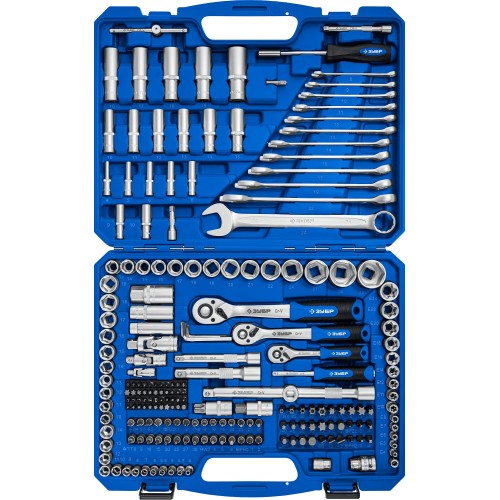 ЗУБР А-216, 216 предм., (1/2″+ 3/8″+ 1/4″), универсальный набор инструмента, Профессионал (27674-H216)