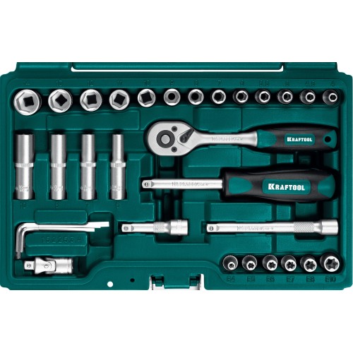 KRAFTOOL X-Drive, 57 предм., (1/4″), универсальный набор инструмента (27885-H57)