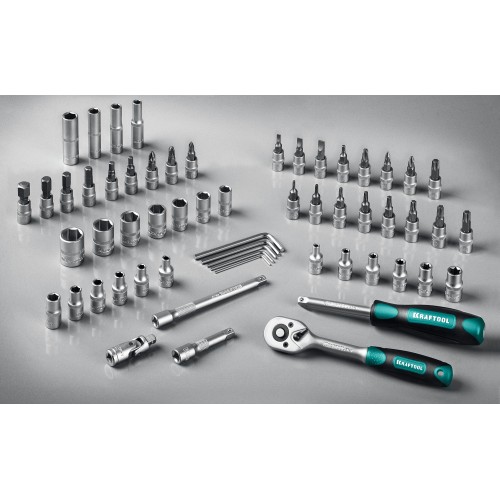KRAFTOOL X-Drive, 57 предм., (1/4″), универсальный набор инструмента (27885-H57)