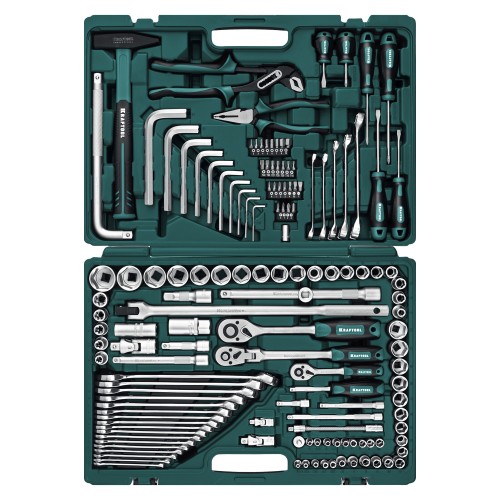 KRAFTOOL EXTREM-142, 142 предм., (1/2″+3/8″+1/4″), универсальный набор инструмента (27889-H142)