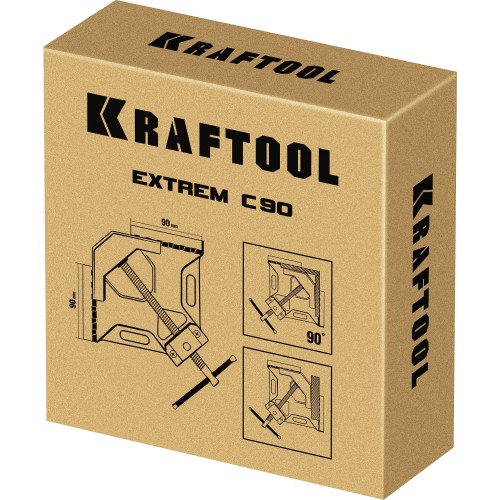 KRAFTOOL Extrem C90, глубина зажима 90 мм, экстрамощная стальная угловая струбцина для сварочных работ (32201)