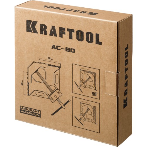KRAFTOOL AC-80, глубина зажима 70 мм, мощная алюминиевая угловая струбцина (32202)