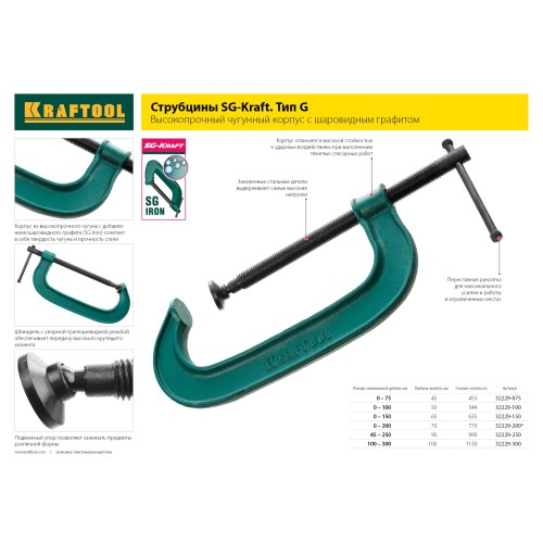 KRAFTOOL Extrem-150, 150 х 65 мм, струбцина G-образная (32229-150)
