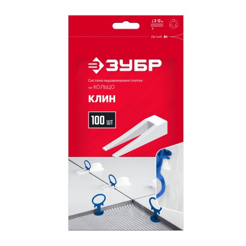 ЗУБР КОЛЬЦО, клин 100 шт, система выравнивания плитки (3387-100)