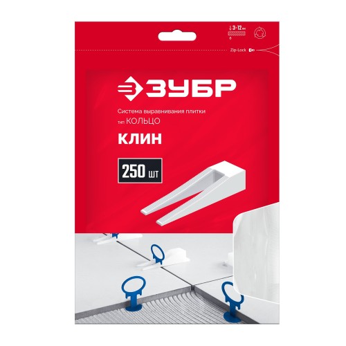 ЗУБР КОЛЬЦО, клин 250 шт, система выравнивания плитки (3387-250)