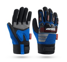 ЗУБР IMPACT р.L (9), синие, профессиональные комбинированные перчатки, антивибрационные, противоударные, Профессионал (11476-L)