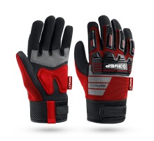 ЗУБР IMPACT р.L (9), красные, профессиональные комбинированные перчатки, антивибрационные, противоударные, Профессионал (11478-L)